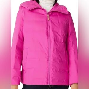 Kate Spade NWT Light Weight Down Jacket Coat Magenta Lipstick Pink Hooded